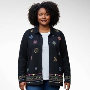 Coldwater Creek Embellished Buttondown Long-Sleeve Cardigan Jacket